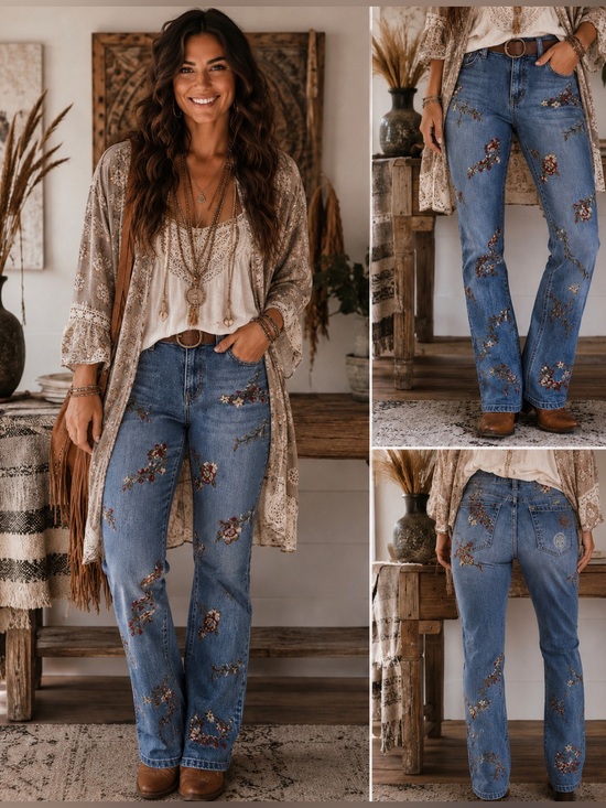Laurie Felt Denim - Laurie Felt Los Angeles Classic Slim Leg Embroidered Jeans – Size 8